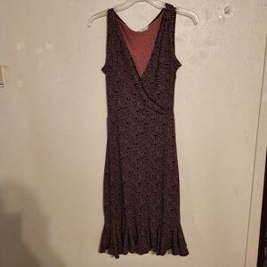 London Times Midi Sheath Elegant Swirl Pattern Sleeveless Dress Size 6 Tie Belt